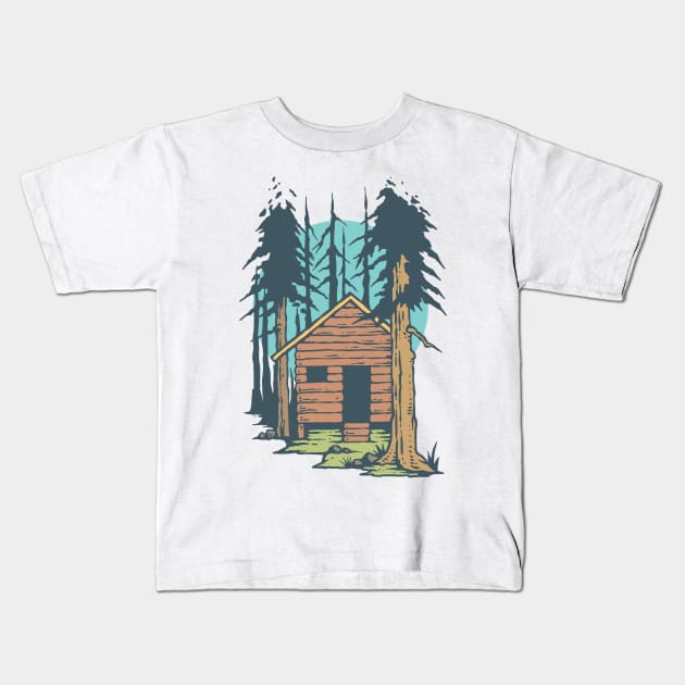 House in the Woods Kids T-Shirt by spacemedia